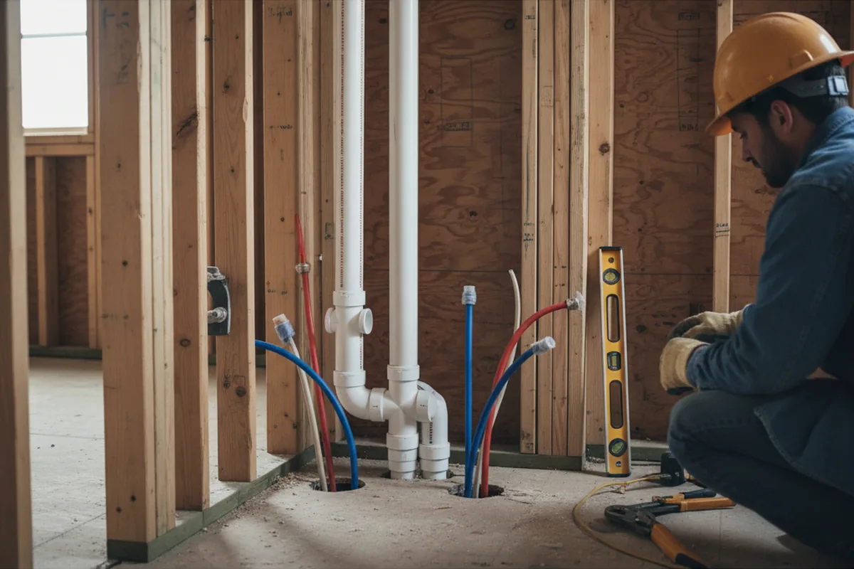 Drain and supply rough-in during Drain Cleaning in Danville